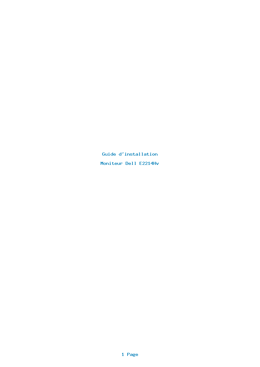 Page 1 de la notice Guide d'installation Dell E2214Hv