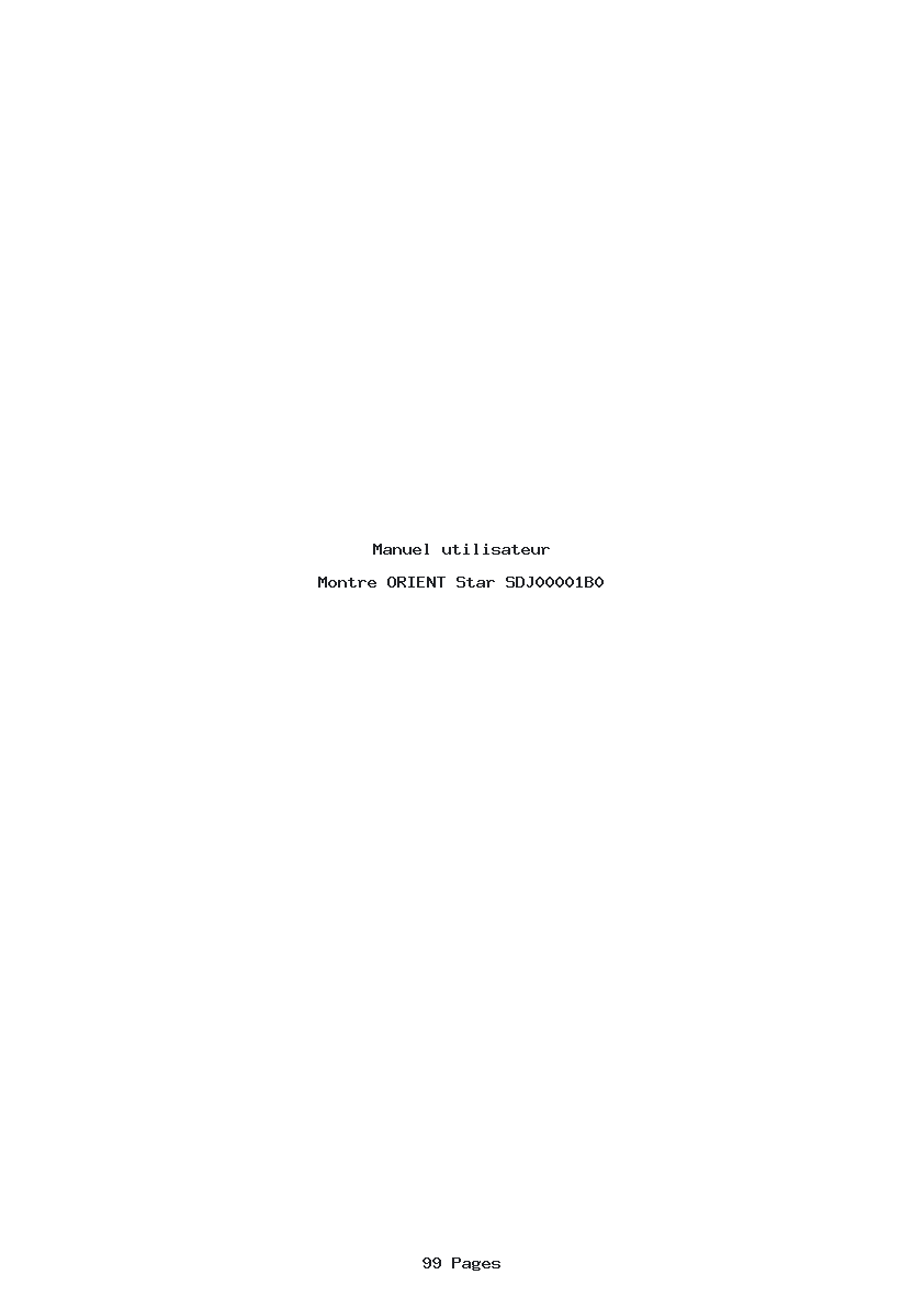 Page 1 de la notice Manuel utilisateur ORIENT Star SDJ00001B0