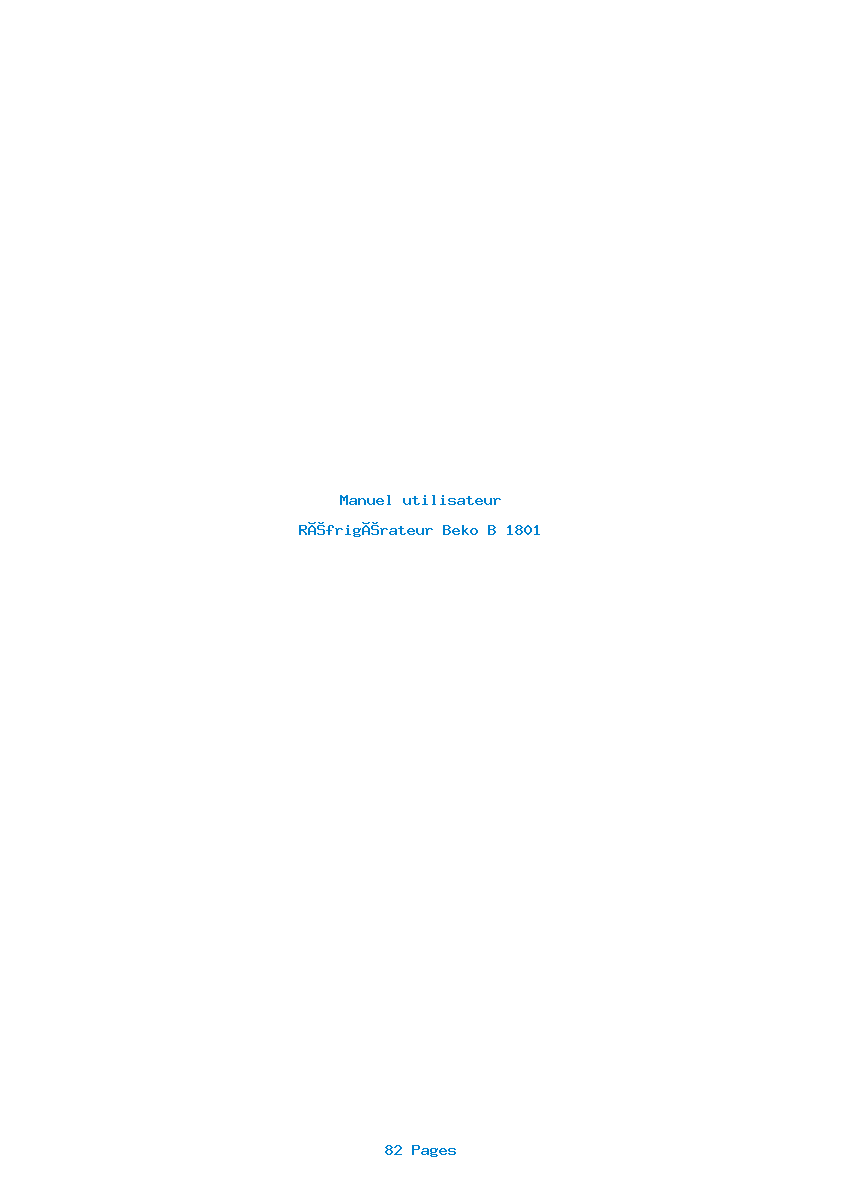 Page 1 de la notice Manuel utilisateur Beko B 1801