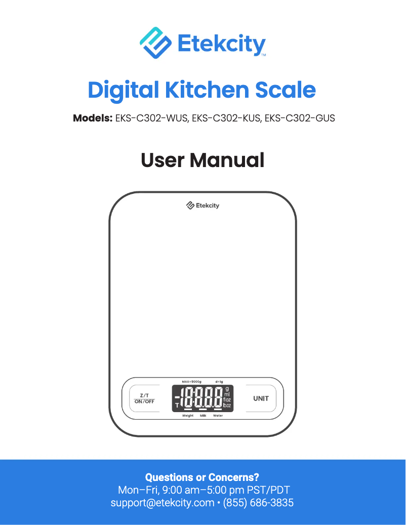 Page 1 de la notice Manuel utilisateur Etekcity EKS-C302-GUS