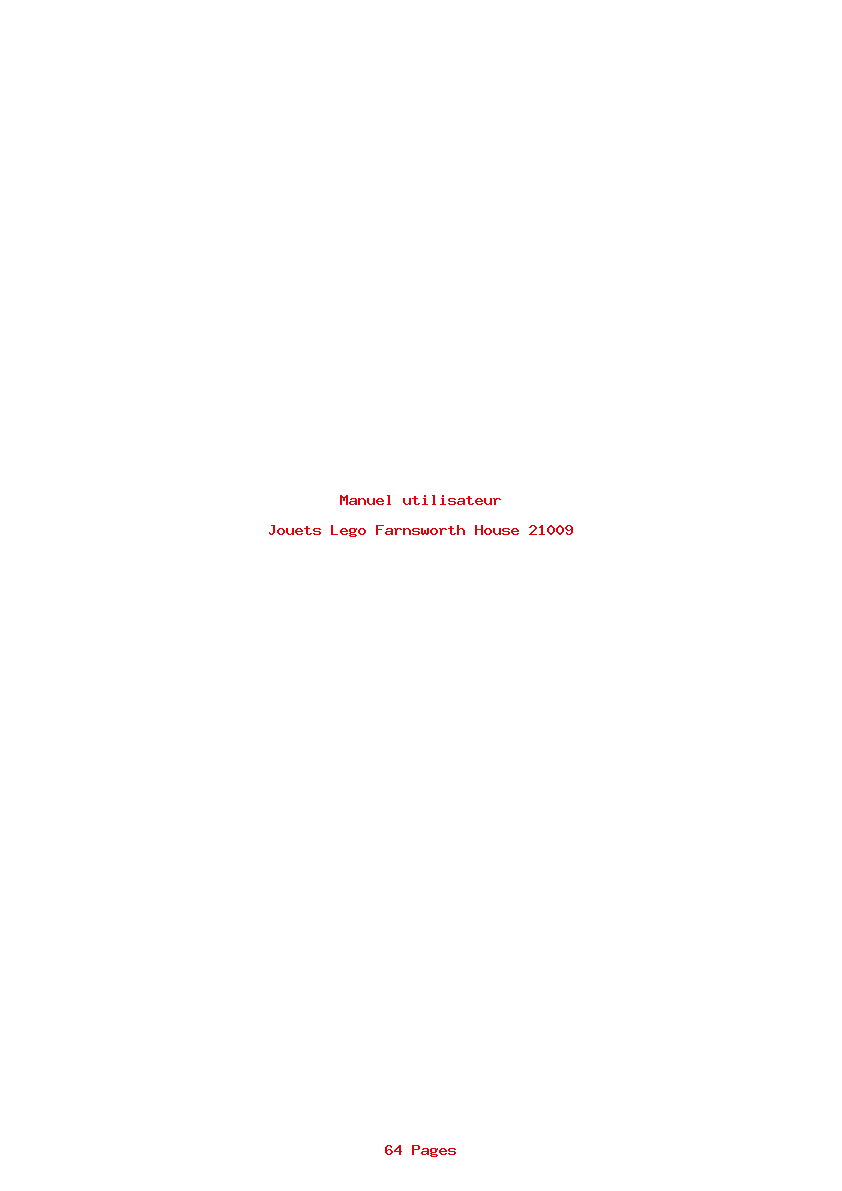 Page 1 de la notice Manuel utilisateur Lego Farnsworth House 21009