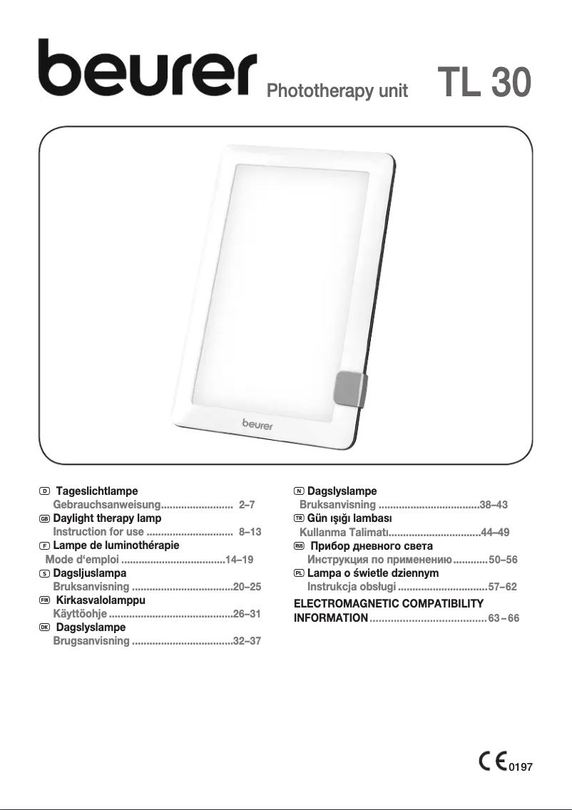 Page 1 de la notice Manuel utilisateur Beurer TL 30