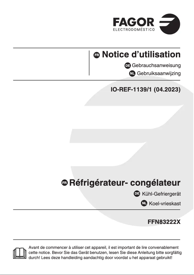 Page 1 de la notice Manuel utilisateur Fagor FFN83222X