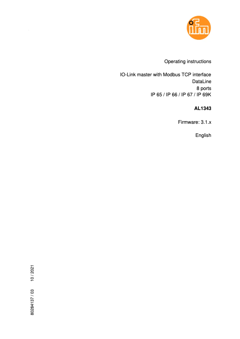 Page 1 de la notice Manuel utilisateur IFM AL1343