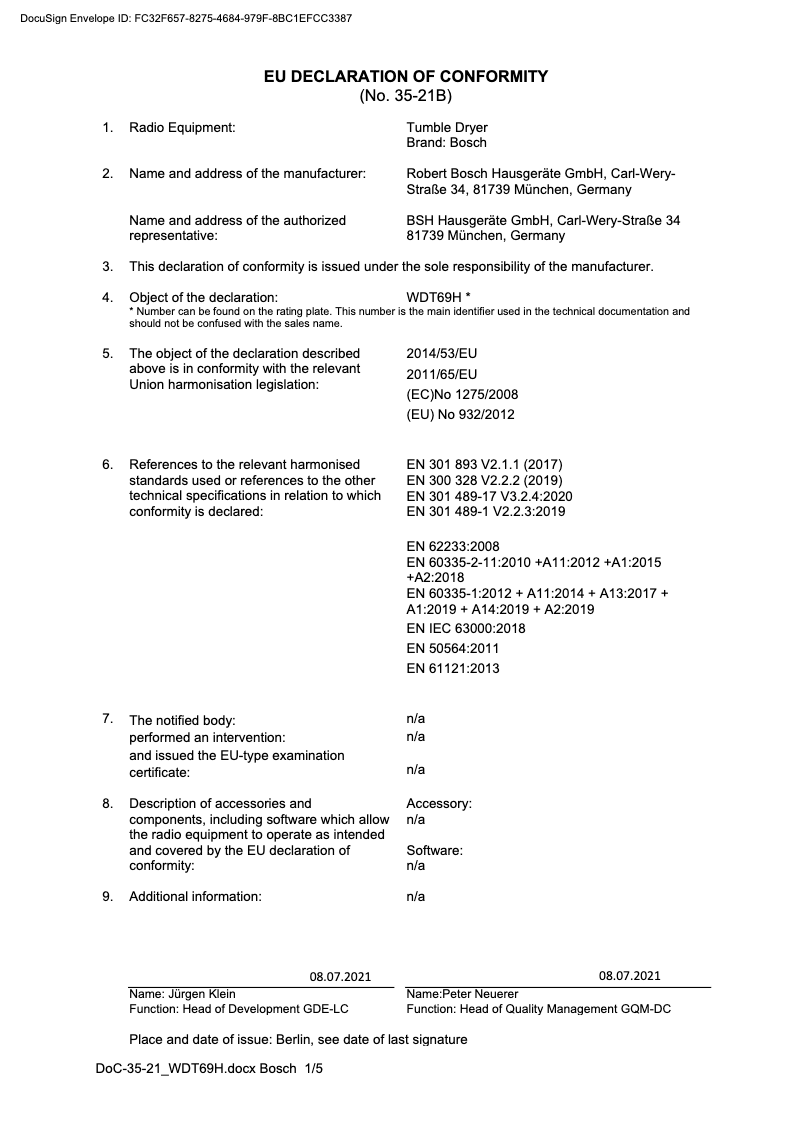 Page 1 de la notice Mode d'emploi Bosch WTXH8M50NL