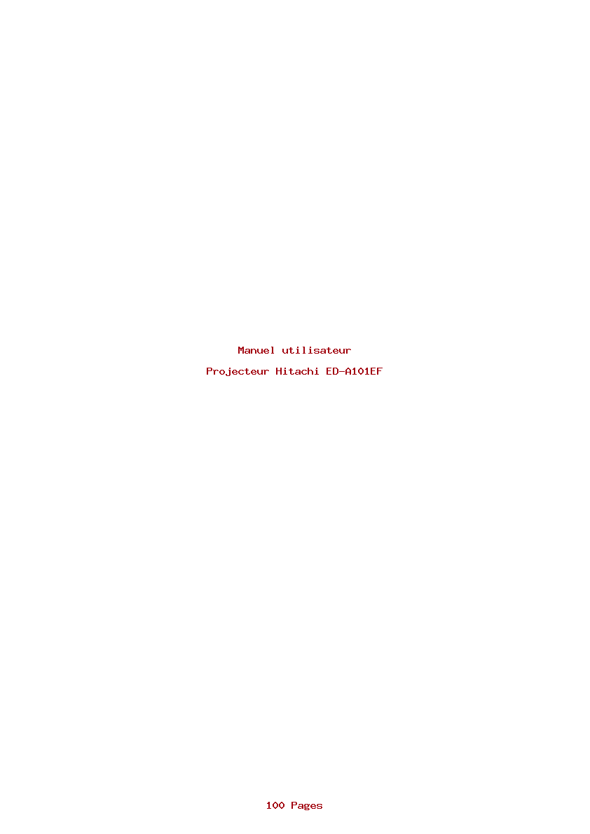 Page 1 de la notice Manuel utilisateur Hitachi ED-A101EF