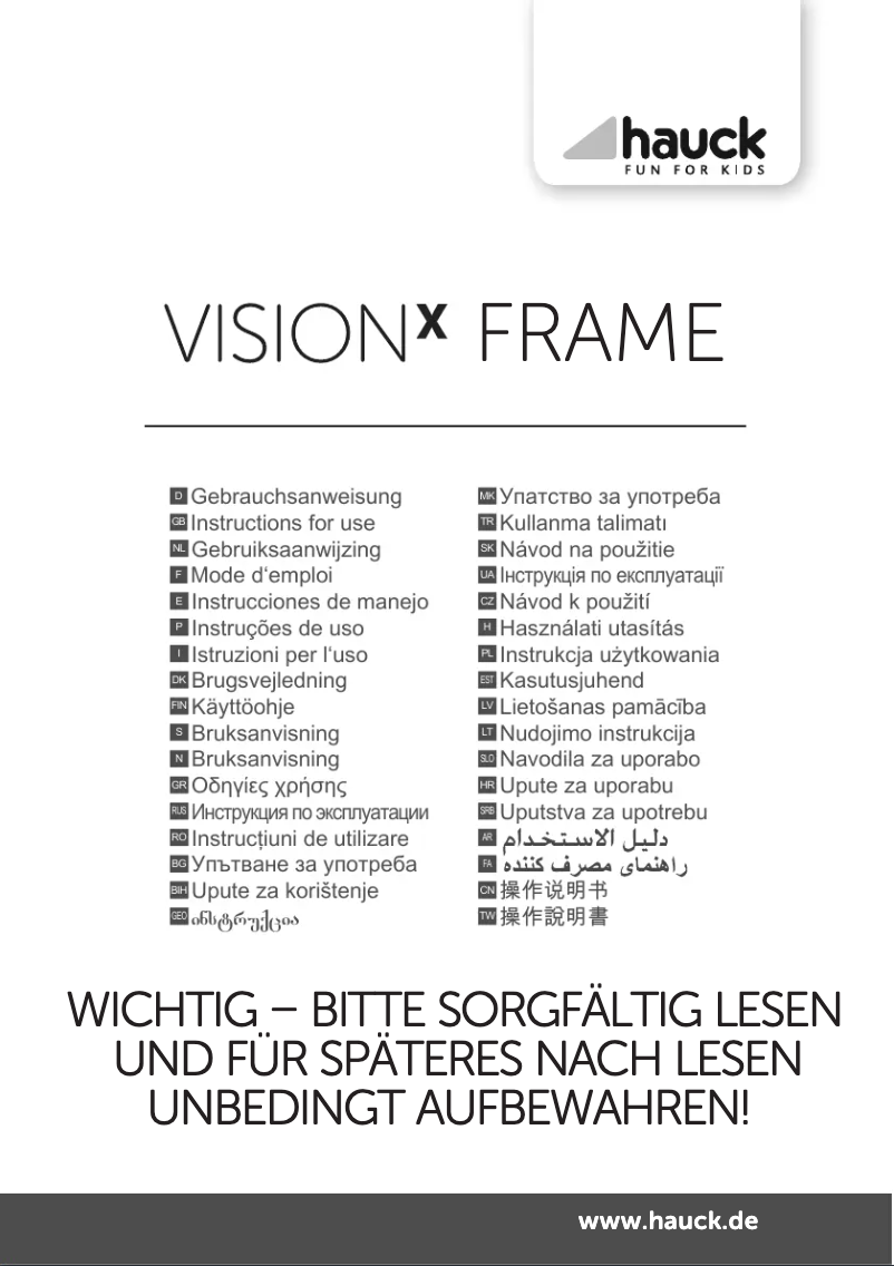 Page 1 de la notice Manuel utilisateur Hauck Vision X Frame
