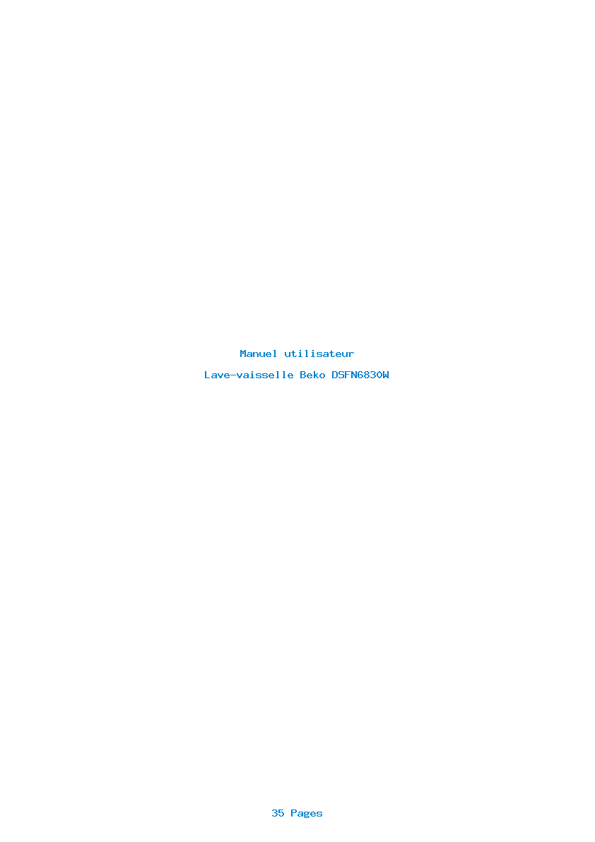 Page 1 de la notice Manuel utilisateur Beko DSFN6830W