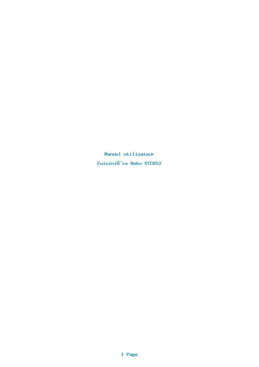 Page 1 de la notice Manuel utilisateur Beko XTC653