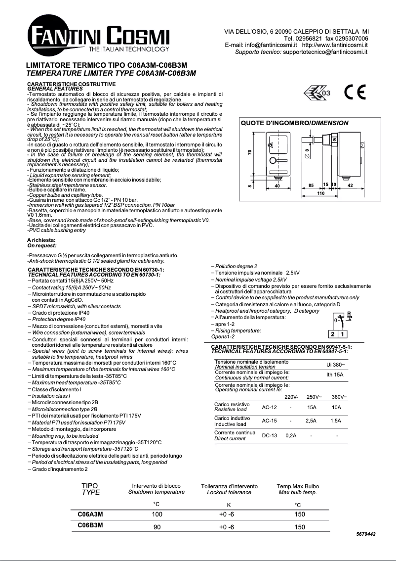 Page 1 de la notice Manuel utilisateur Fantini Cosmi C06