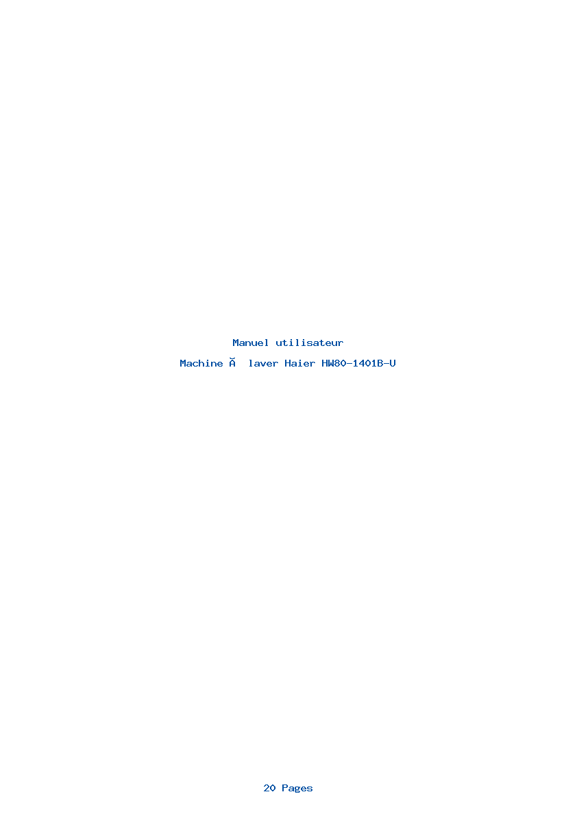 Page 1 de la notice Manuel utilisateur Haier HW80-1401B-U