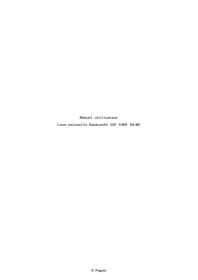 Page 1 de la notice Manuel utilisateur Bauknecht GSF 5466 TW-WS