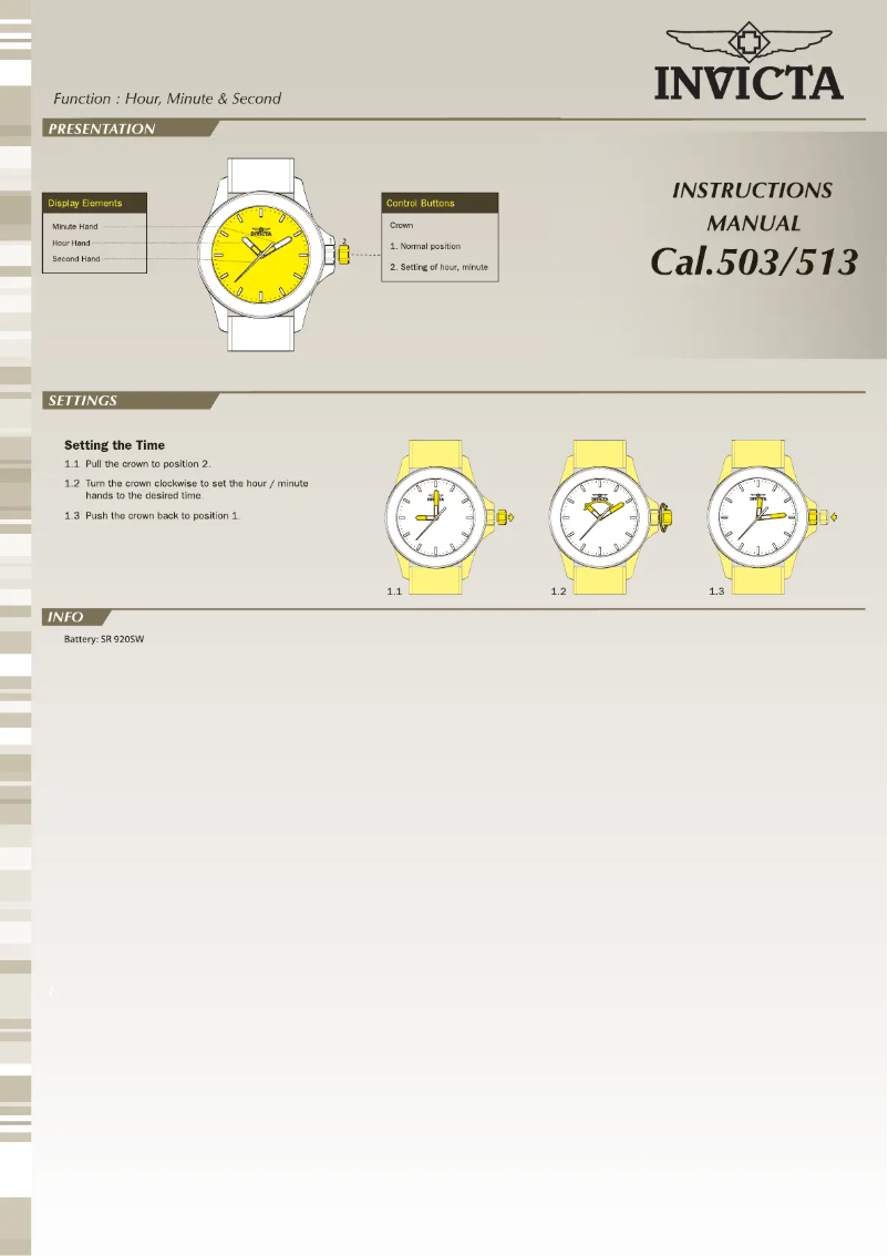 Página 1 del manual Manual de usuario Invicta Specialty 30699