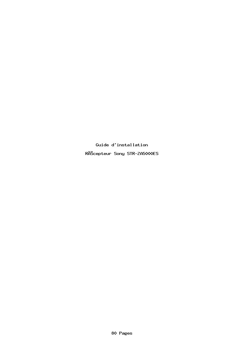 Page 1 de la notice Guide d'installation Sony STR-ZA5000ES