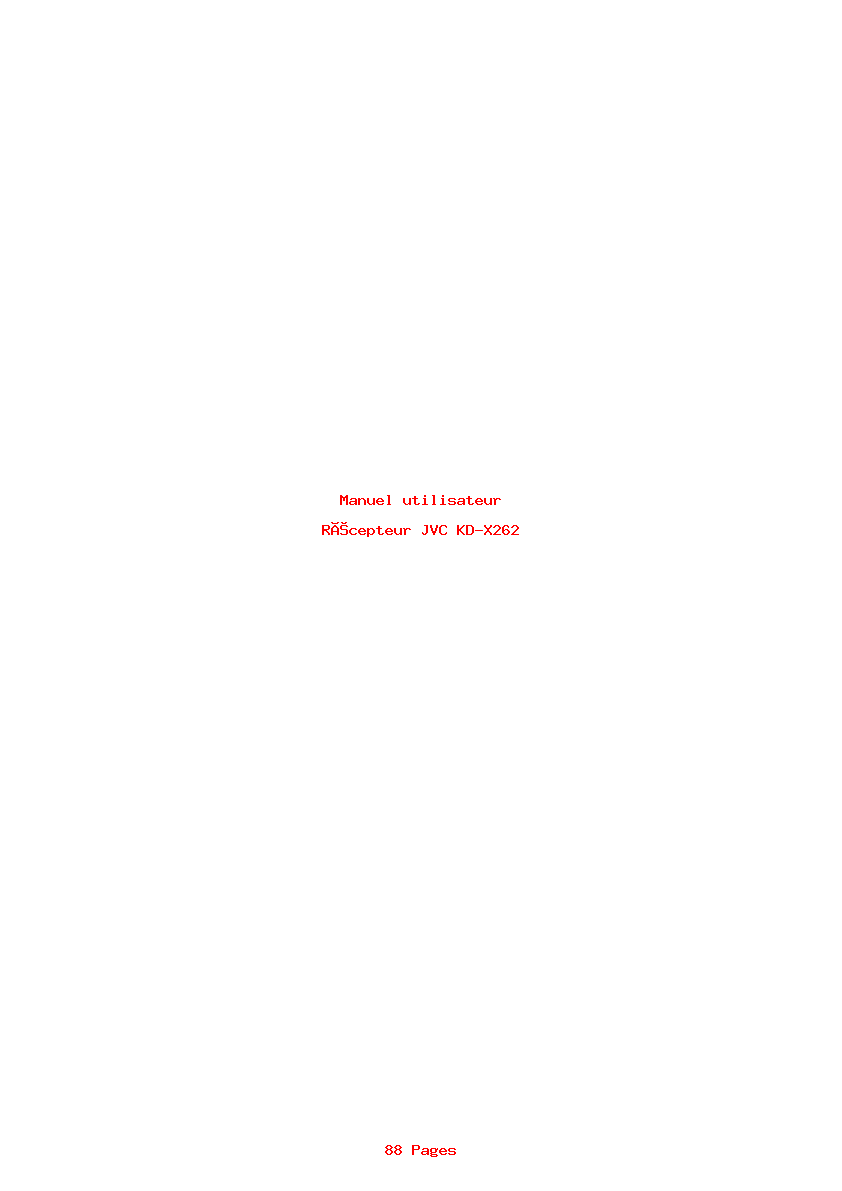 Page 1 de la notice Manuel utilisateur JVC KD-X262