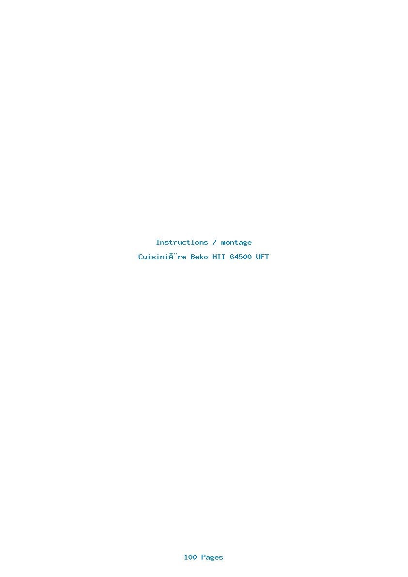 Page 1 de la notice Instructions / montage Beko HII 64500 UFT
