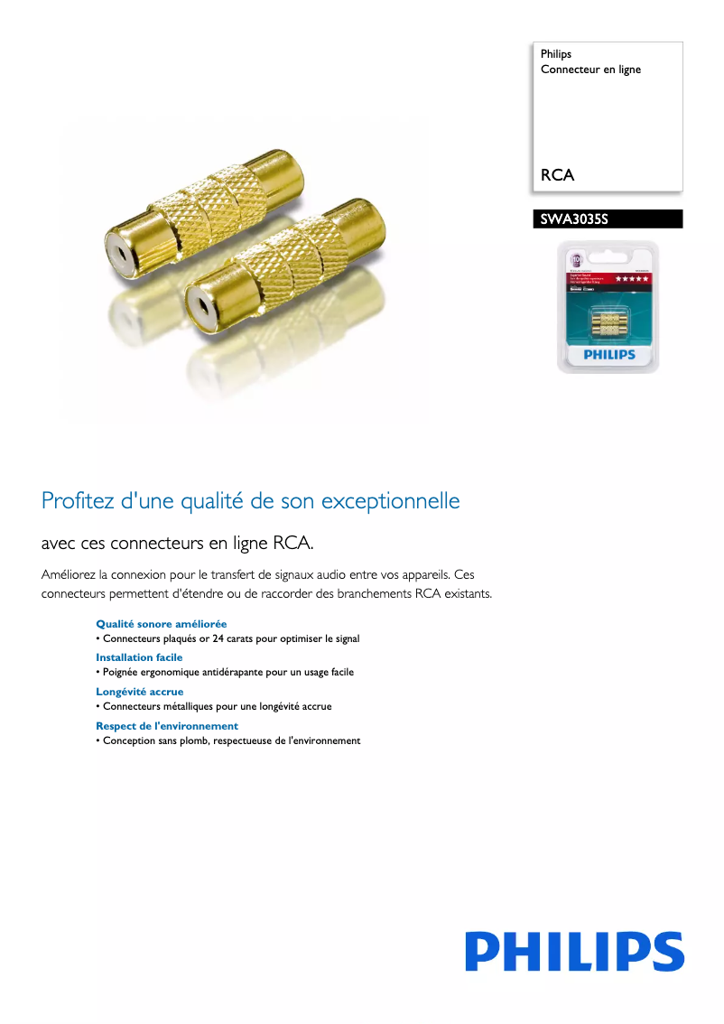 Página 1 del manual Ficha técnica Philips SWA3035S