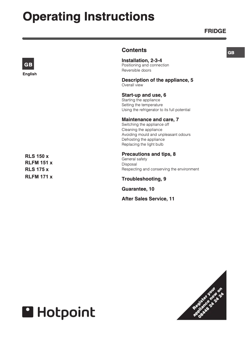 Página 1 del manual Manual de usuario Hotpoint RLFM171G