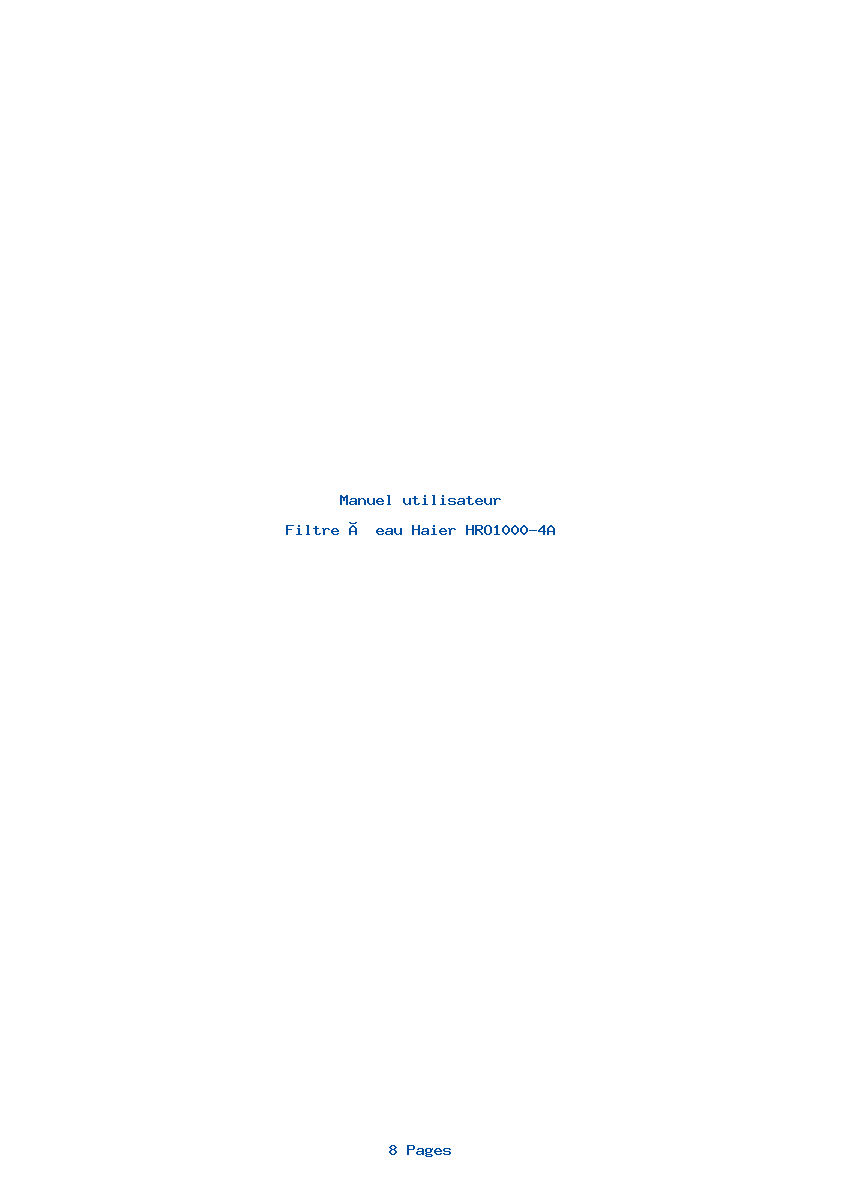 Image de la première page du manuel de l'appareil HRO1000-4A