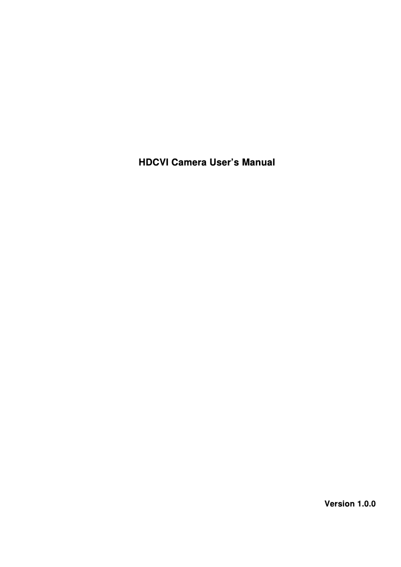 Page 1 de la notice Manuel utilisateur Dahua Technology Pro HAC-HFW2221SP-0280B