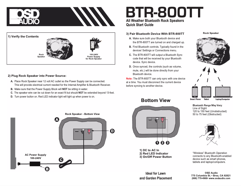 Page 1 of the manual User Manual OSD Audio BTR-800TT
