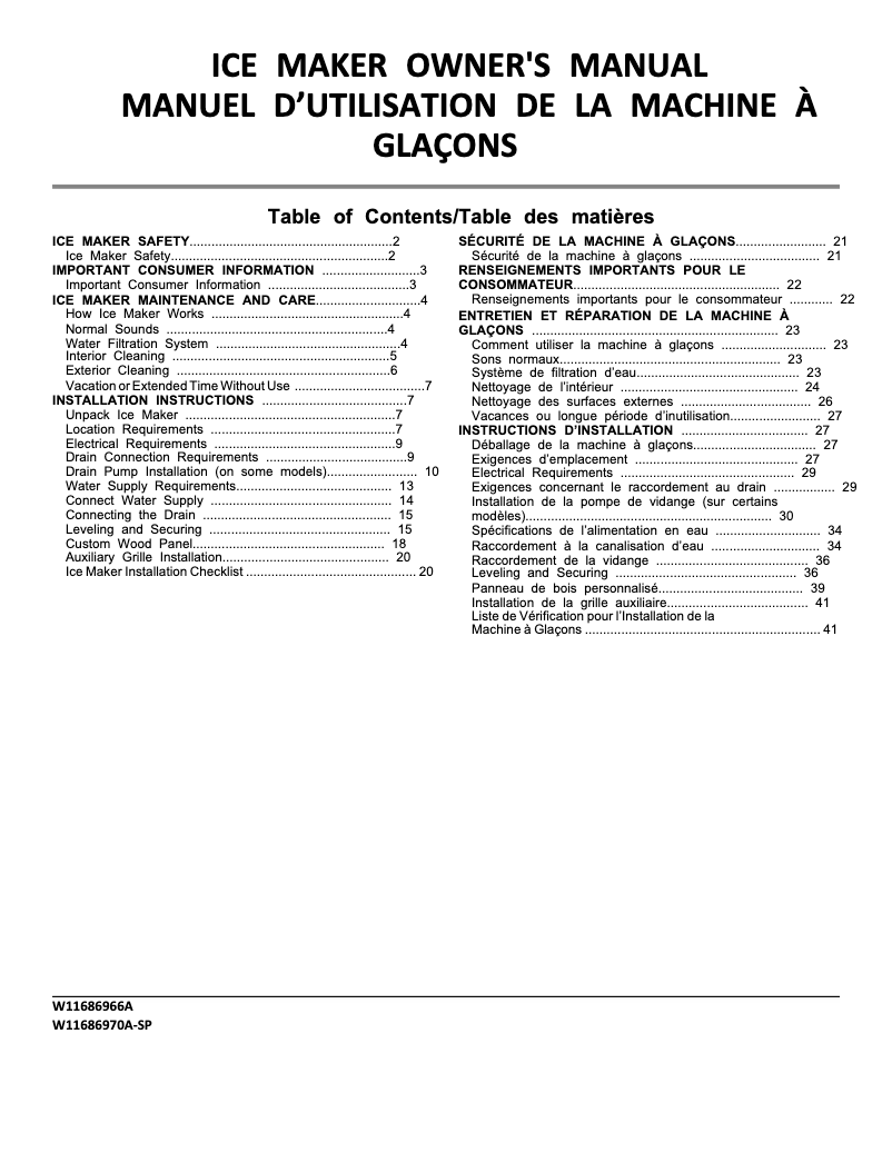 Page 1 de la notice Manuel utilisateur Whirlpool WUI75X15HW