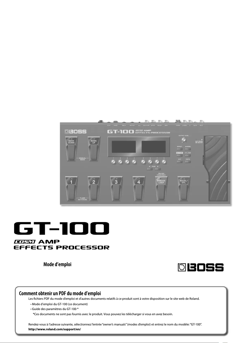 Page 1 of the manual User Manual Boss GT-100