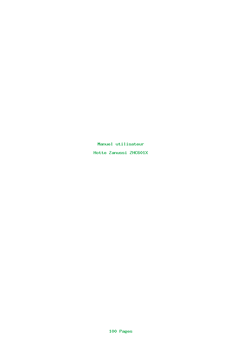 Page 1 de la notice Manuel utilisateur Zanussi ZHC601X