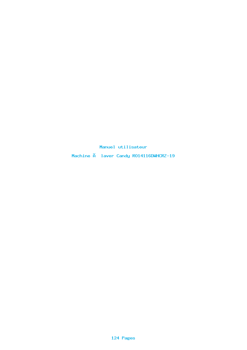 Page 1 de la notice Manuel utilisateur Candy RO14116DWHCRZ-19