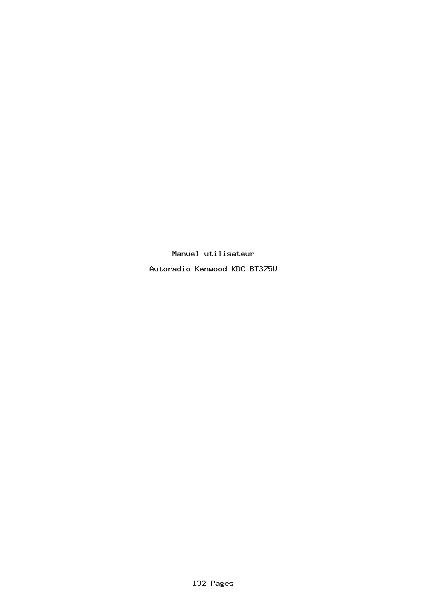 Page 1 de la notice Manuel utilisateur Kenwood KDC-BT375U