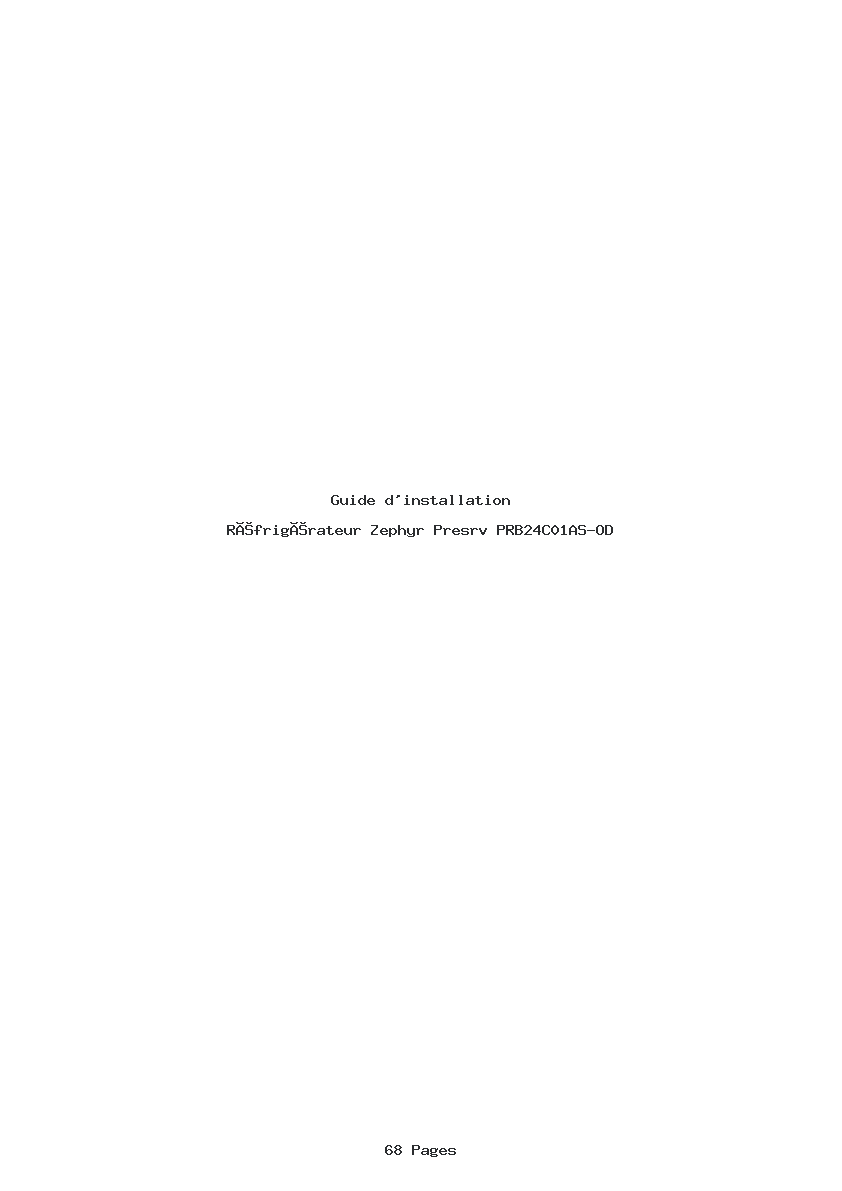 Page 1 de la notice Guide d'installation Zephyr Presrv PRB24C01AS-OD