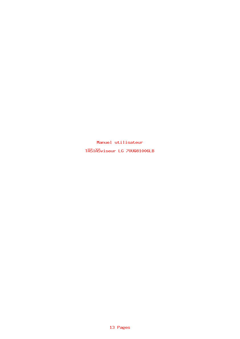 Page 1 de la notice Manuel utilisateur LG 70UQ81006LB