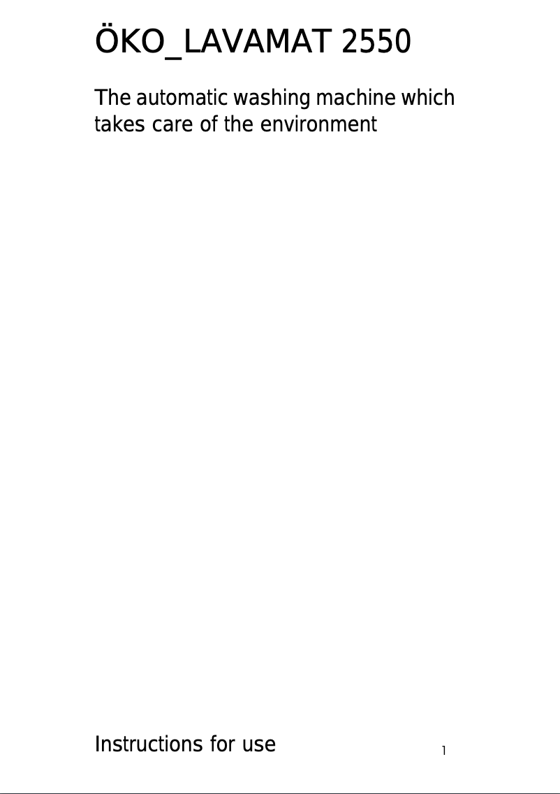 Page 1 de la notice Manuel utilisateur AEG Lavamat 2550
