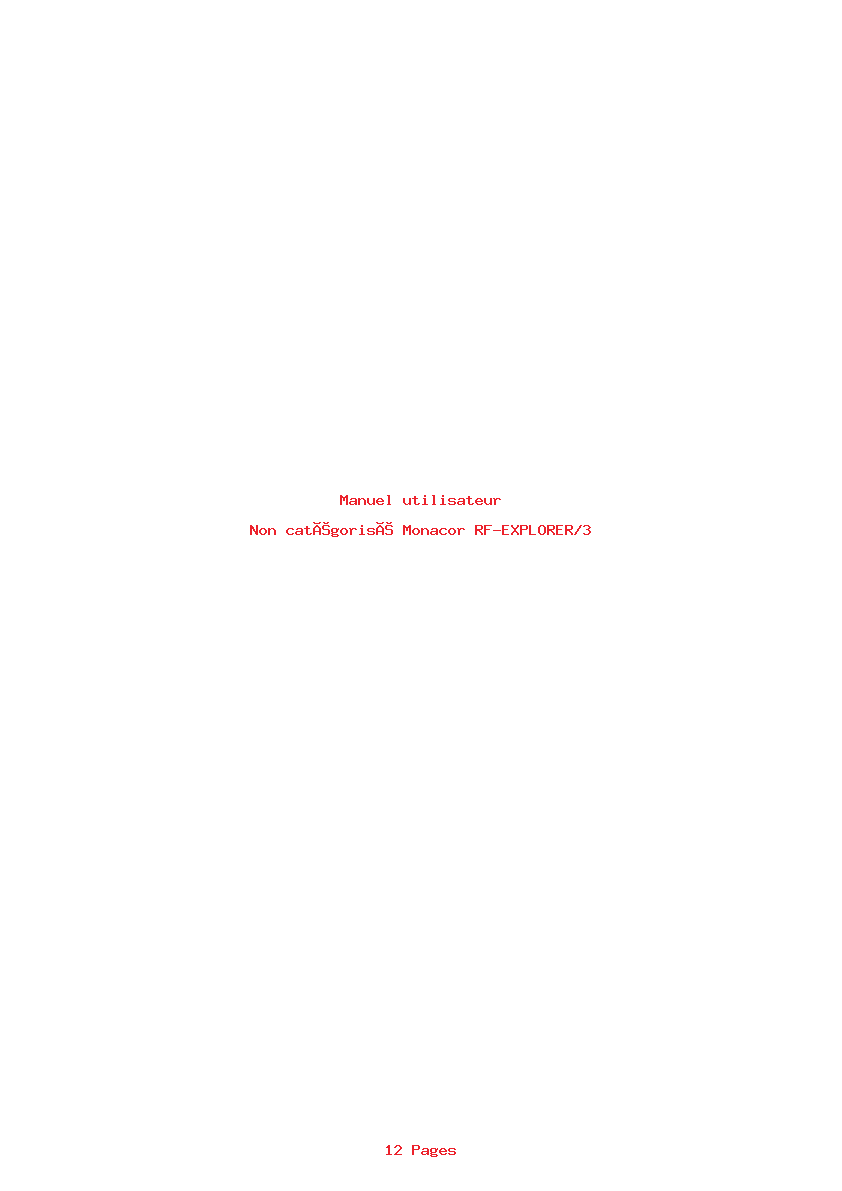 Page 1 de la notice Manuel utilisateur Monacor RF-EXPLORER/3