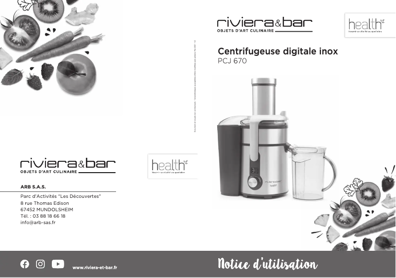 Page 1 de la notice Manuel utilisateur Riviera & Bar PCJ670