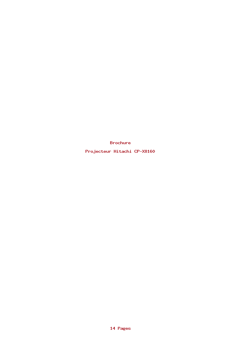 Page 1 de la notice Brochure Hitachi CP-X8160