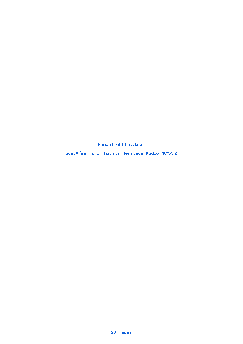 Page 1 de la notice Manuel utilisateur Philips Heritage Audio MCM772