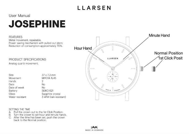 Page 1 de la notice Manuel utilisateur Lars Larsen JOSEPHINE 144RWD3