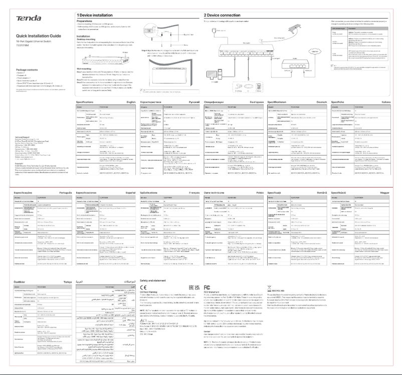 Page 1 de la notice Mode d'emploi Tenda TEG1016M