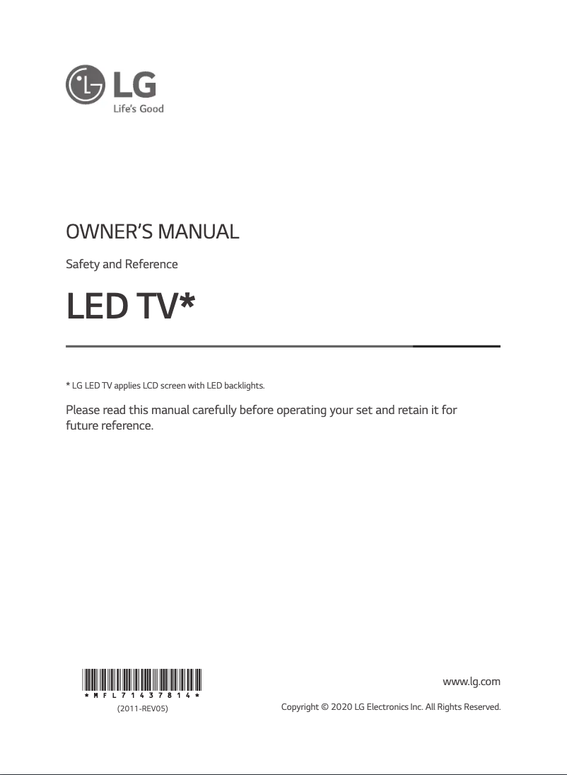 Page 1 de la notice Manuel utilisateur LG 55UN8060PVB