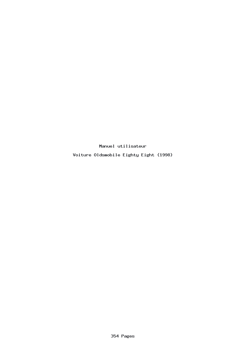 Page 1 de la notice Manuel utilisateur Oldsmobile Eighty Eight (1998)