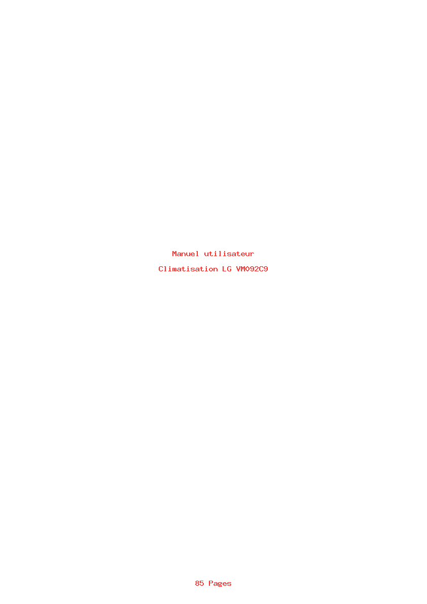 Page 1 de la notice Manuel utilisateur LG VM092C9