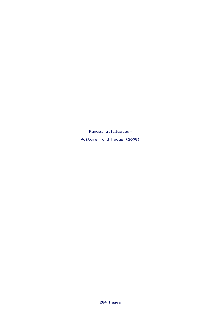 Page 1 de la notice Manuel utilisateur Ford Focus (2008)