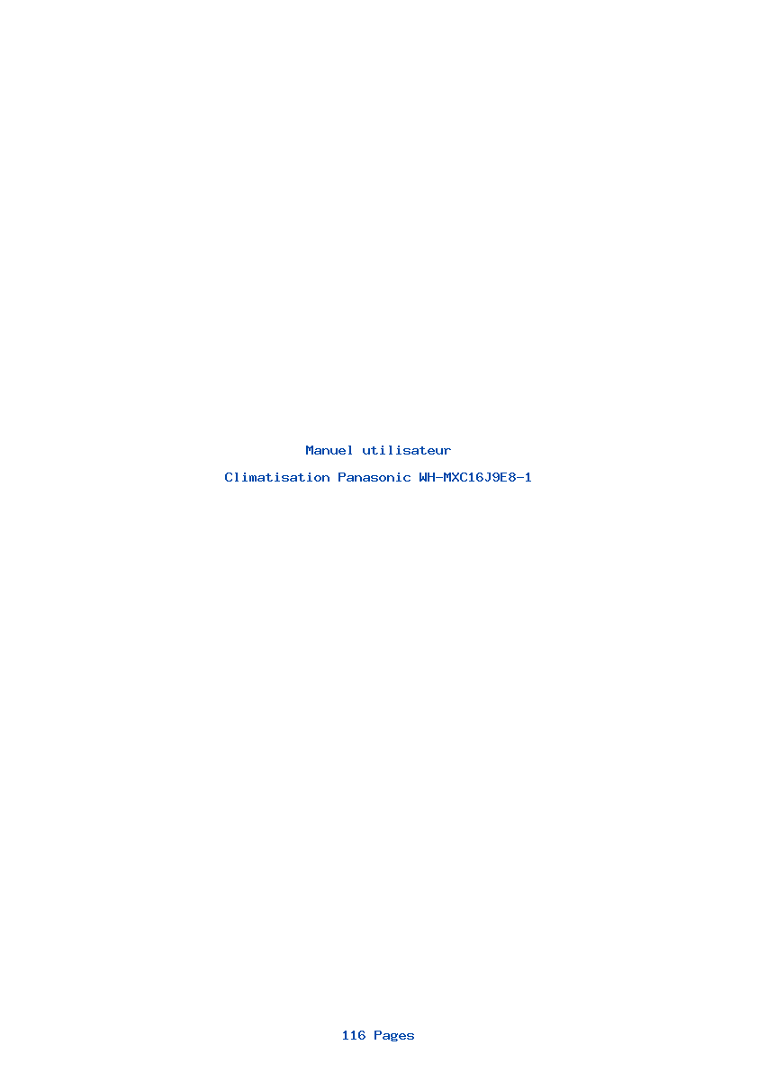Page 1 de la notice Manuel utilisateur Panasonic WH-MXC16J9E8-1