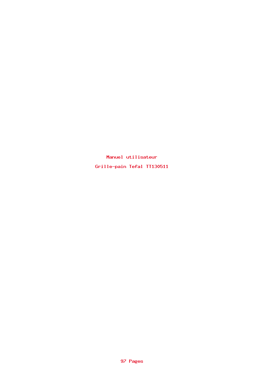 Page 1 de la notice Manuel utilisateur Tefal TT130511