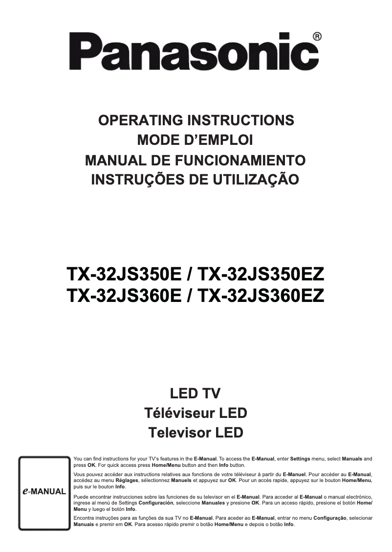 Page 1 de la notice Manuel utilisateur Panasonic TX-32JS360E