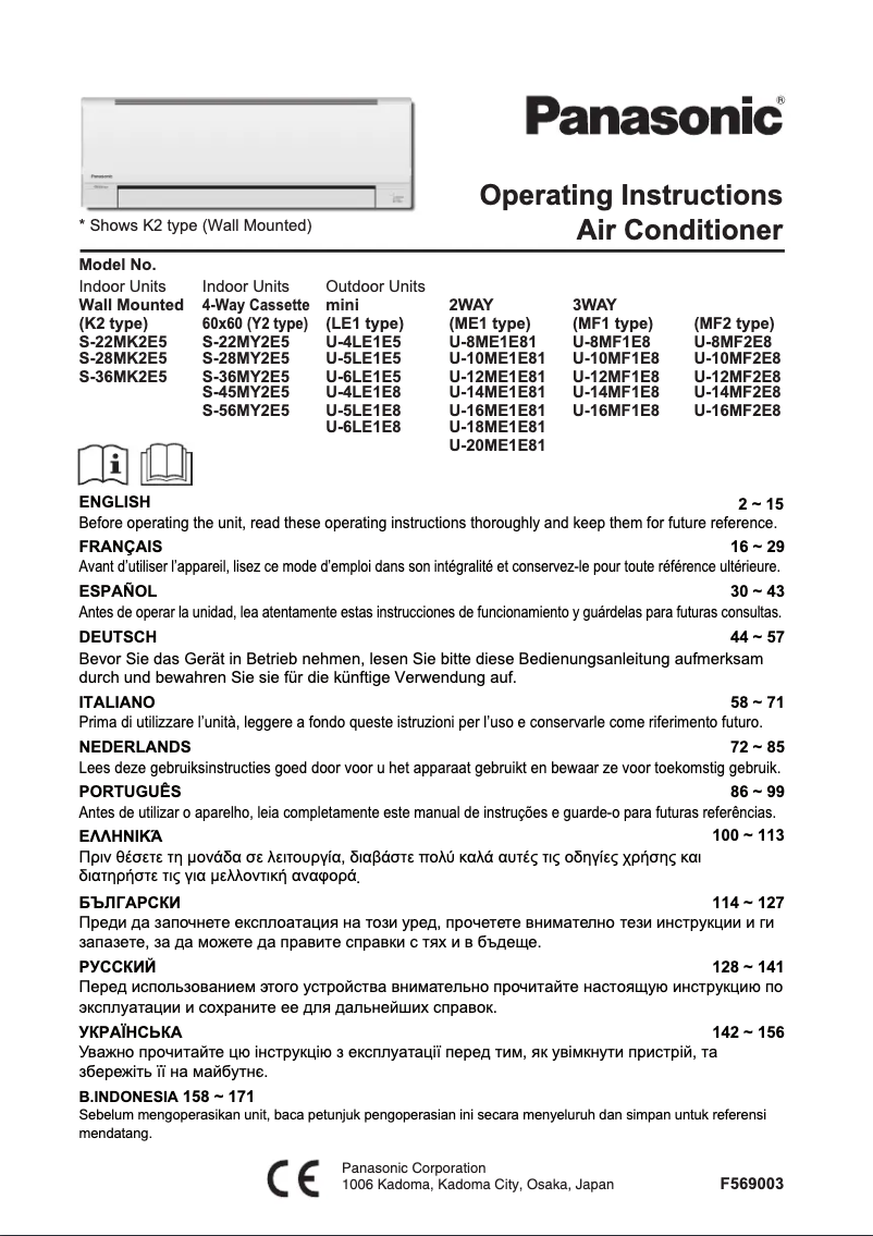 Page 1 de la notice Manuel utilisateur Panasonic S-28MK2E5