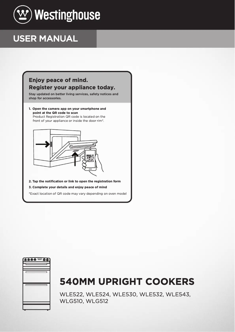 Page 1 de la notice Manuel utilisateur Westinghouse WLE524WC
