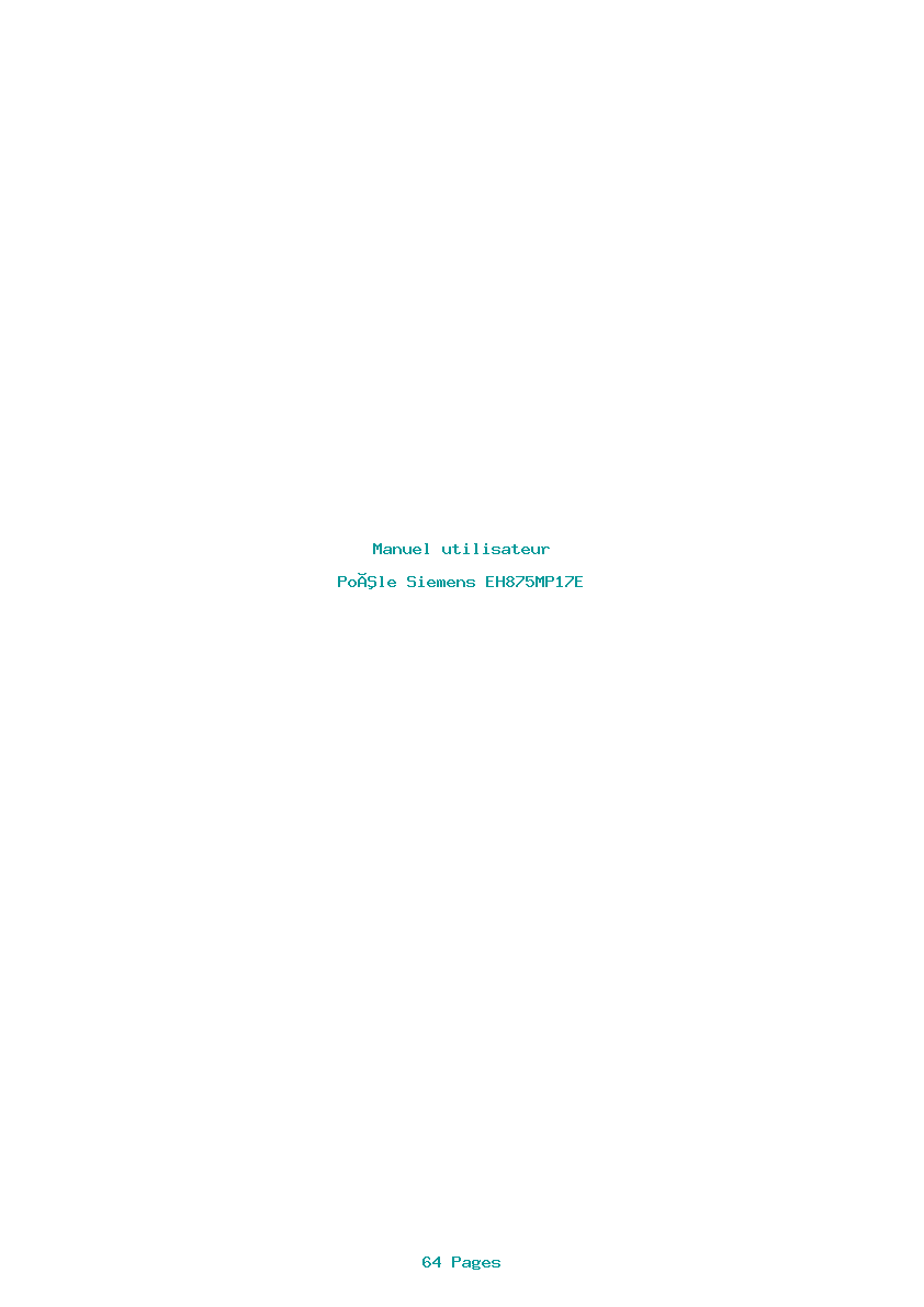 Page 1 de la notice Manuel utilisateur Siemens EH875MP17E