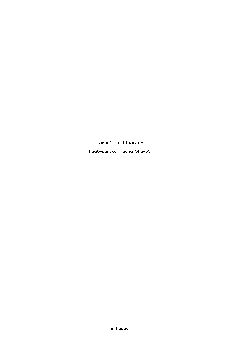 Page 1 de la notice Manuel utilisateur Sony SRS-58